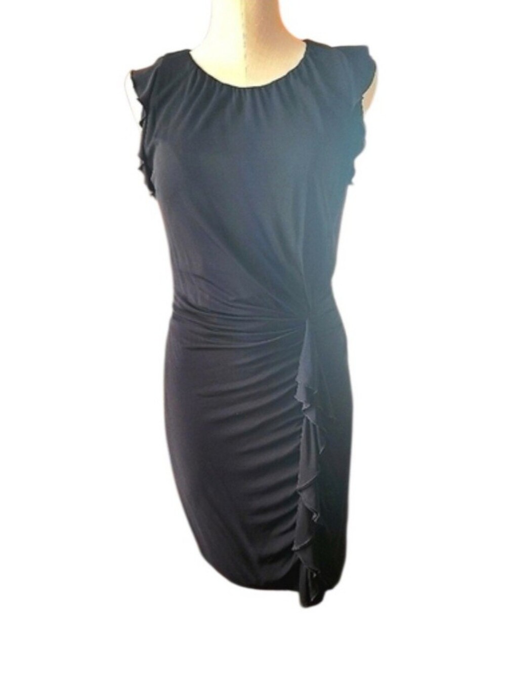 Moschino Cheap & Chic Black Ruched & Ruffled Dress.